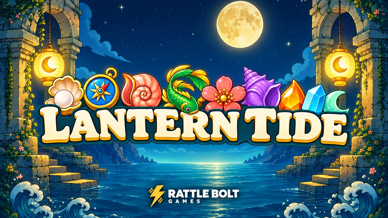 Lantern Tide’s illustrated moonlit cove and treasure title
